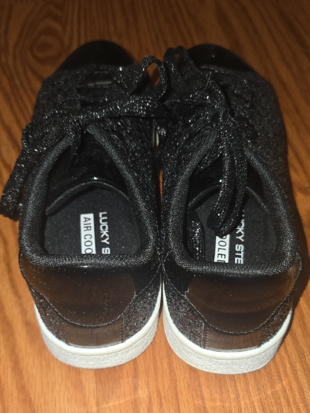 Women’s Black Glitter Lace-Up Sneakers - Picture 3 of 6